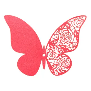3D hollow pearlescent paper butterfly wall sticker, romantic rose hollow design for DIY home decor.