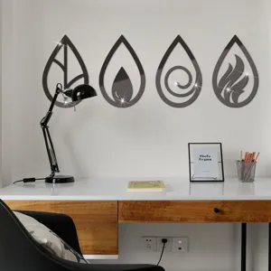 3D acrylic mirror wall stickers four elements home decor self-adhesive wall art decal