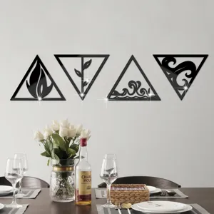 3D acrylic wall stickers set featuring four elements triangle design for modern home decor