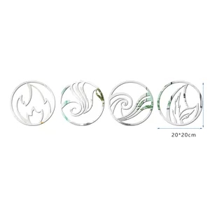 3D acrylic mirror wall stickers fire water earth air elements round 20x20cm home decor