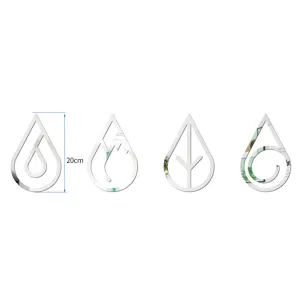 Acrylic mirror wall stickers, 3D water drop shape decorative decals for home decor, 20cm