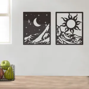 3D sun moon acrylic wall mirror sticker home decor detail view showing artistic wall art design.