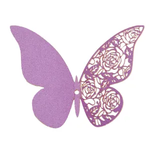 3D hollow pearlescent paper butterfly detail view, perfect for wedding and home wall decor.