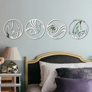 3D acrylic mirror wall stickers four elements round decorative wall art for home decor
