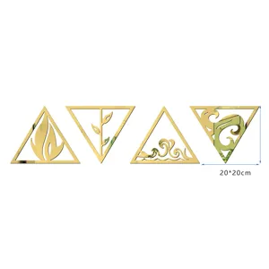 3D acrylic mirror wall stickers featuring four elements fire water earth air design set.