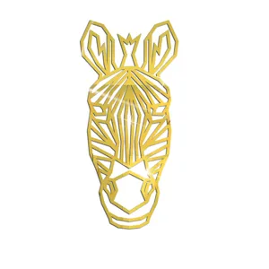 Detailansicht des goldenen geometrischen Zebra Acryl Spiegel Wandaufklebers für Dekoration.