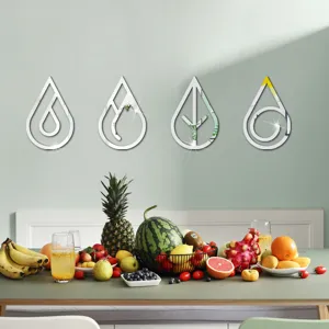 3D acrylic mirror wall stickers, drop shape home decor stickers for modern rooms.