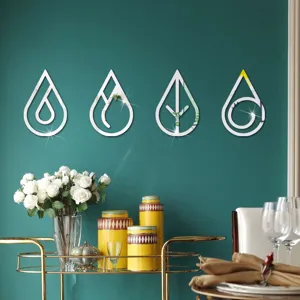 Close-up detail scene of 3D acrylic mirror wall stickers featuring abstract elements.