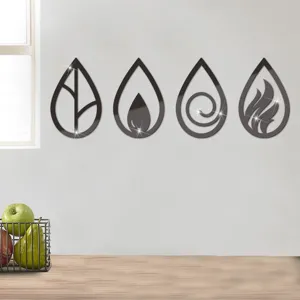 4 Elements Acrylic Mirror Wall Sticker Details, 3D Decorative Mirror Wall Decals for Home Room Decor