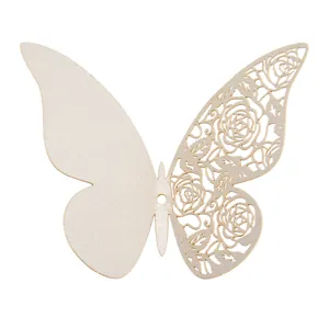 3D hollow pearlescent paper butterfly detail showing delicate rose cutout wing and solid wing.