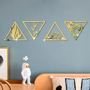 Acrylic mirror wall stickers 3D triangular decorative decals for living room bedroom