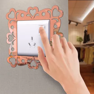 Acrylic mirror switch sticker decorative heart wall plate cover for home bedroom room decor