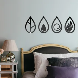 3D acrylic mirror wall stickers four elements decor self adhesive wall art decals home