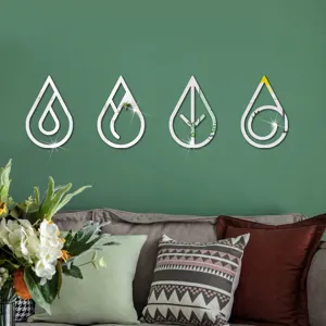 3D acrylic mirror wall stickers, self-adhesive water drop decor for living room.