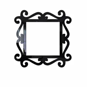 Detailed acrylic mirror wall sticker dimension diagram showing 150x150mm overall size.