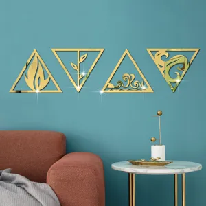 3D acrylic mirror wall stickers four elements triangle decorative stickers for home decor