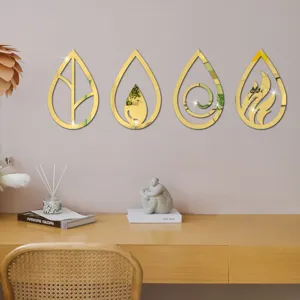 3D acrylic mirror wall stickers, four elements decorative wall decals for home decor.