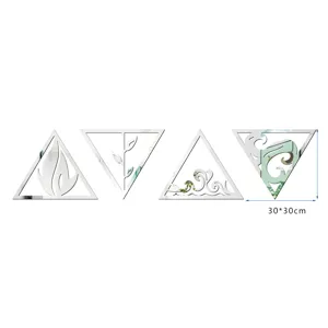 3D Acrylic Mirror Wall Stickers Triangle Four Elements Self-Adhesive Decor 30x30cm