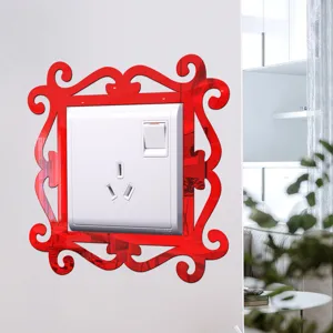 Red acrylic mirror switch sticker decorative wall plate cover for home interior decor