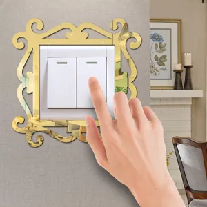 Acrylic mirror light switch sticker gold decorative frame wall plate cover home decor