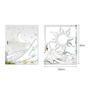 3D acrylic mirror wall sticker moon sun stars waterproof DIY art home decor decal 20x16.6cm