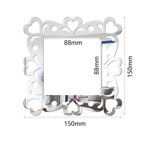 Acrylic mirror square heart wall sticker switch plate decorative reflective mirror 150mm