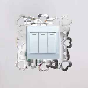 Acrylic mirror wall switch sticker decorative reflective frame for living room bedroom