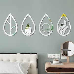 3D acrylic mirror wall stickers, four elements geometric decor DIY home wall art decals