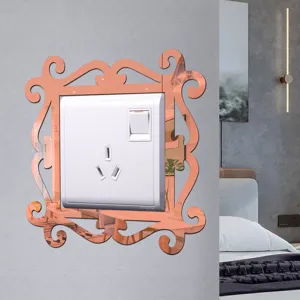Acrylic mirror switch sticker rose gold decorative wall plate frame cover for home decor