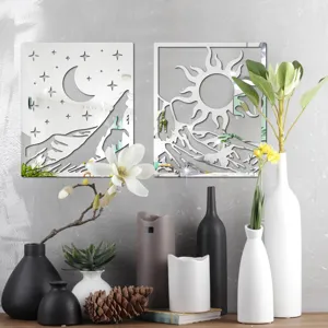 3D Sun Moon Acrylic Mirror Wall Sticker DIY Decorative Self-Adhesive Wall Art Detail