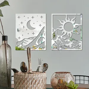3D Sun Moon Acrylic Mirror Wall Sticker Modern Art Home Decor Self-Adhesive Wall Decals