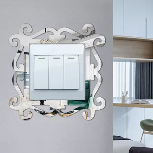 Decorative acrylic mirror light switch surround sticker stylish wall decor for home room.