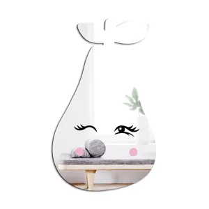 Αυτοκόλλητο καθρέφτη σε σχήμα αχλαδιού με χαριτωμένη έκφραση προσώπου για τοίχο λεπτομέρεια.