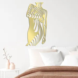Gold acrylic abstract female body silhouette wall art sticker for modern bedroom home decor