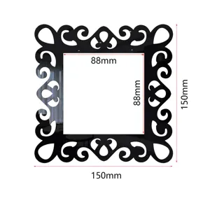 Acrylic mirror square switch sticker, decorative wall sticker, 150x150mm black frame.