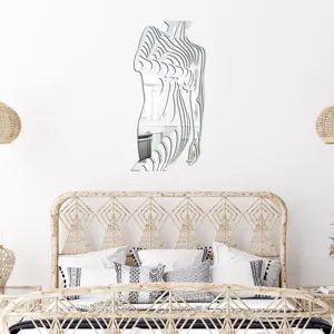 Acrylic wall mirror sticker artistic female body silhouette decor for bedroom living room.