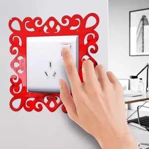Acrylic mirror square switch sticker reflective wall decor for living room and bedroom.