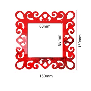 Red acrylic mirror square switch sticker decorative wall sticker with precise size.