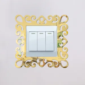 Acrylic mirror switch sticker, gold hollow European style decorative wall plate cover.