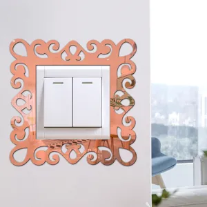 Acrylic mirror wall switch sticker rose gold decorative cover plate for home bedroom living room