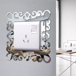Acrylic mirror switch sticker, decorative wall plate cover for living room bedroom detail.
