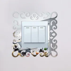Acrylic mirror wall switch sticker decorative frame reflective cover for modern home decor
