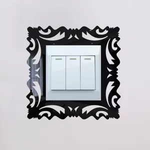 Black acrylic switch sticker decorative mirror frame wall sticker for home room decor