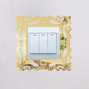 Acrylic Mirror Light Switch Sticker Decorative Wall Decal Gold Finish Home Decor