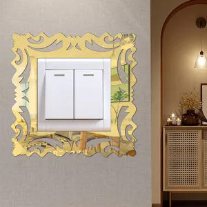 Acrylic mirror switch sticker gold decorative wall plate cover for living room bedroom home decor