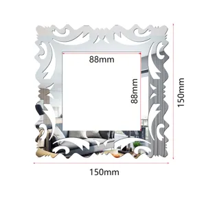 Acrylic mirror wall sticker switch surround decorative square reflective panel 150x150mm