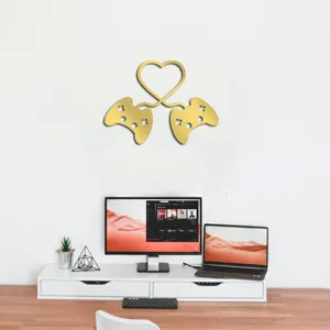 Acrylic 3D mirror game controller wall sticker home decor DIY heart shape gold wall art for living room