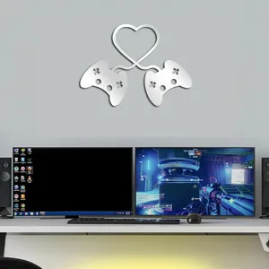 Acrylic mirror game controller wall sticker, 3D DIY wall decor for living room bedroom.
