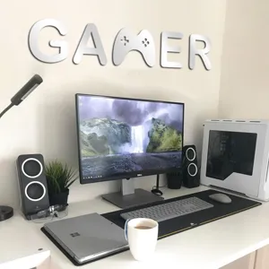 Acrylic GAMER mirror wall sticker 3D self-adhesive gaming room bedroom decor background design