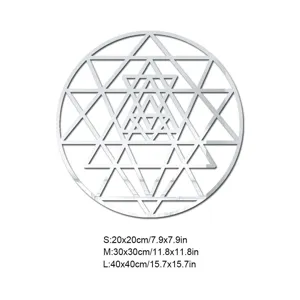Acrylic mirror wall sticker with sacred geometry flower of life design for home decor.